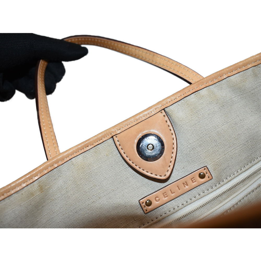 CELINE Tote Bag Leather Gray Beige Tan Carriage the - Picture 7 of 7